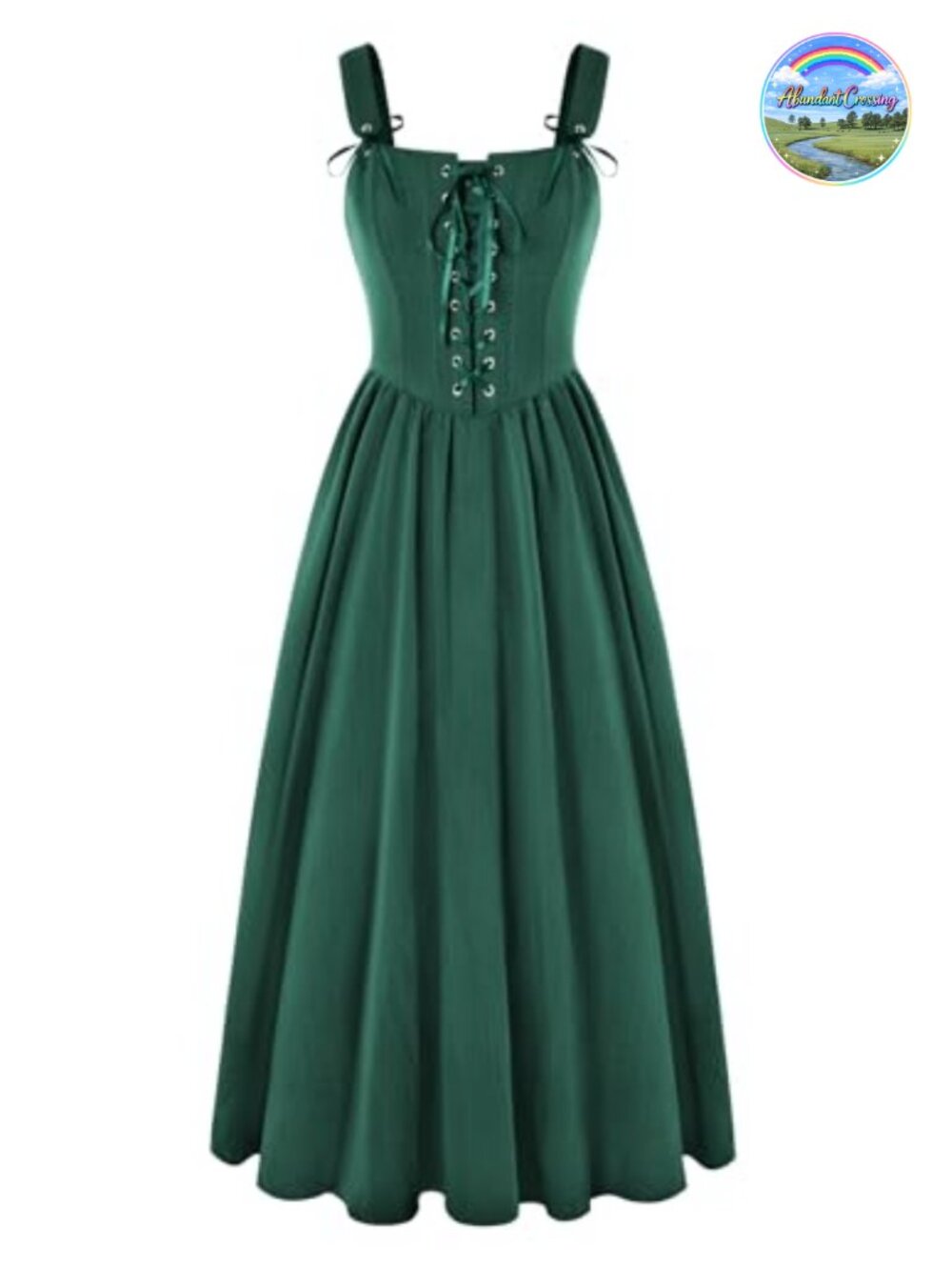 Renaissance Costume Women Lace Up Sleeveless Long Dress Corset Cottagecore